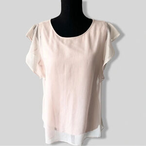 Vince Camuto RUFFLE  SLEEVE LUREX STRIPE TOP